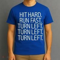 Funny Hit Hard Run Fast Turn Left Baseball Pitcher Gift T-Shirt thumb 3