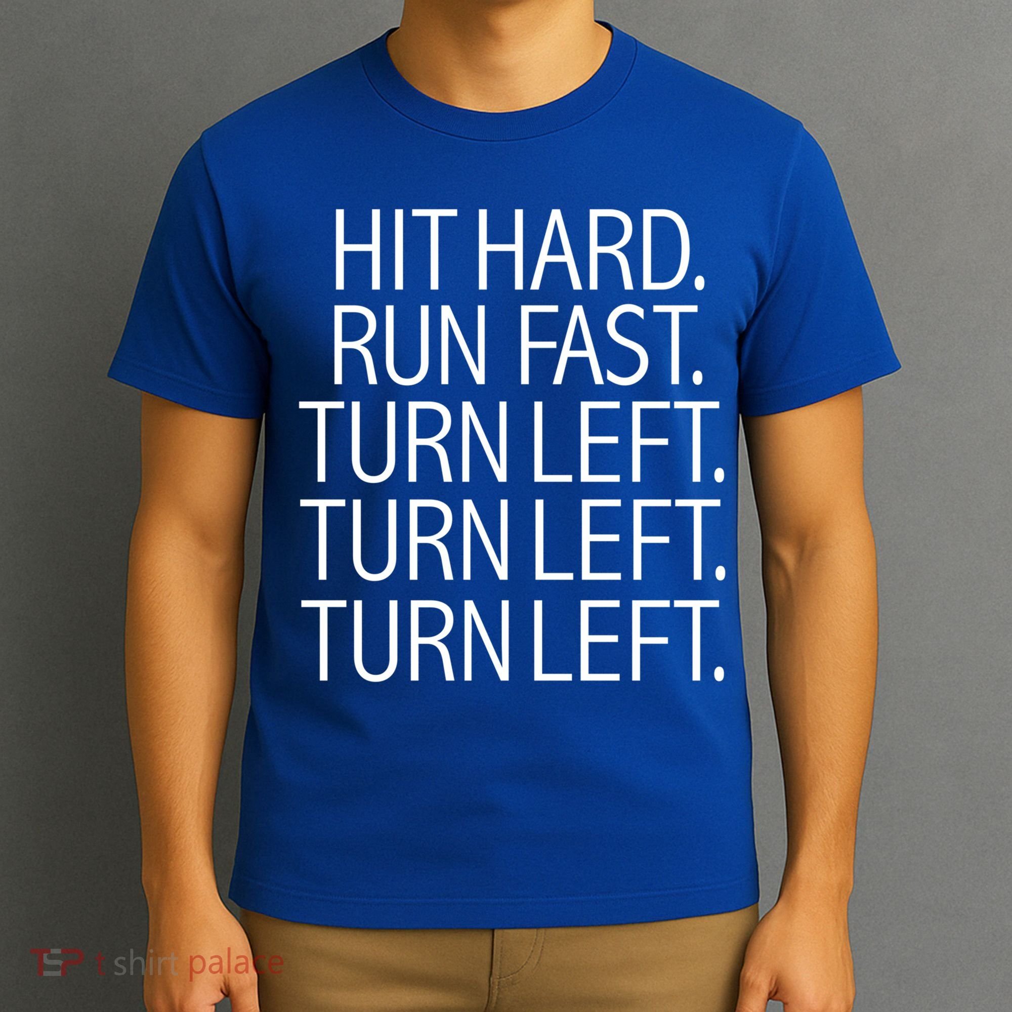 Funny Hit Hard Run Fast Turn Left Baseball Pitcher Gift T-Shirt