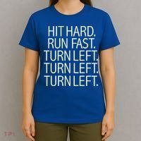 Funny Hit Hard Run Fast Turn Left Baseball Pitcher Gift T-Shirt thumb 4