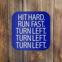 Funny Hit Hard Run Fast Turn Left Baseball Pitcher Gift Coaster thumb 0
