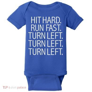 Funny Hit Hard Run Fast Turn Left Baseball Pitcher Gift Baby Bodysuit