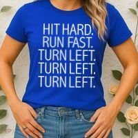 Funny Hit Hard Run Fast Turn Left Baseball Pitcher Gift Women's T-Shirt thumb 2