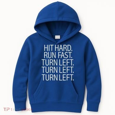 Funny Hit Hard Run Fast Turn Left Baseball Pitcher Gift Kids Hoodie