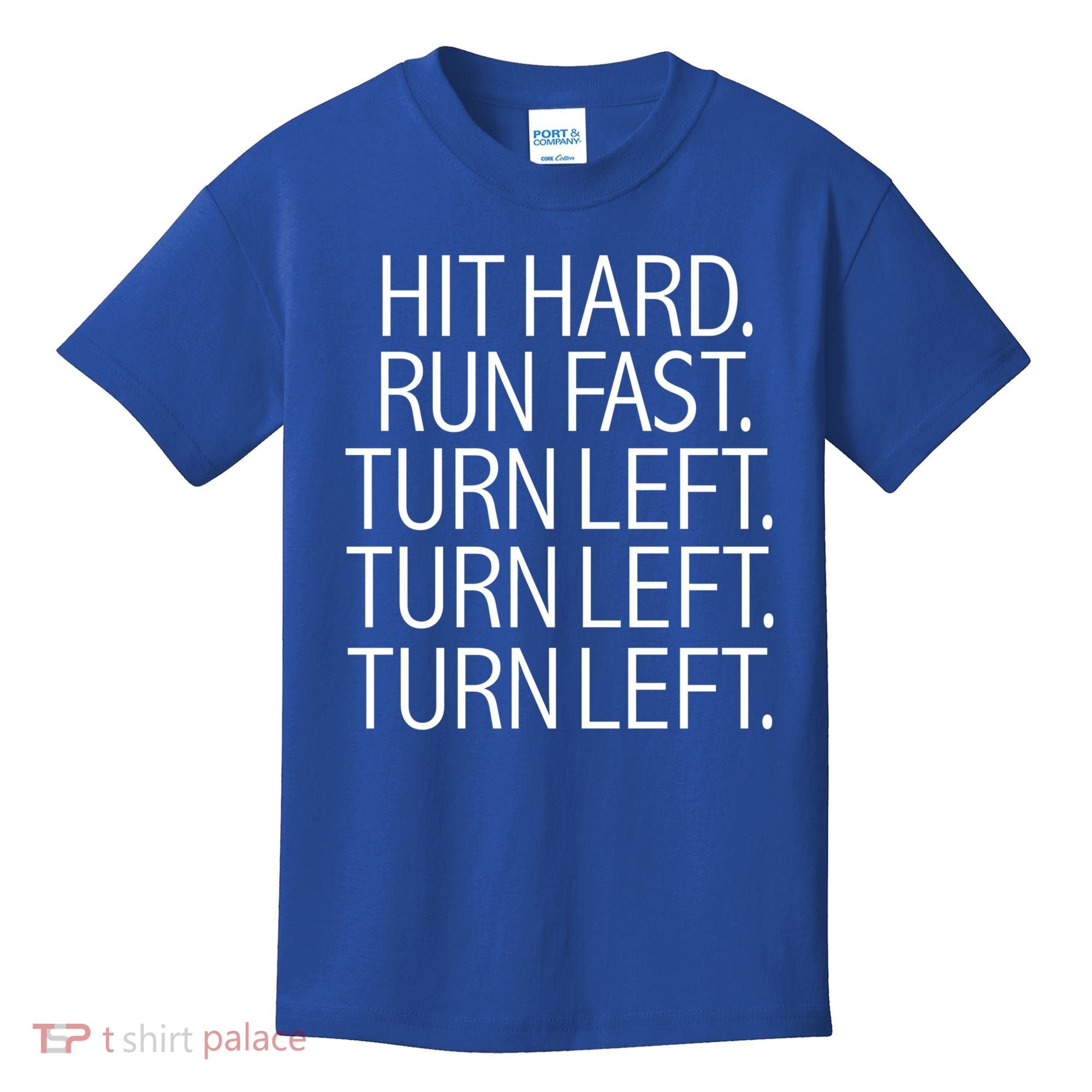 Funny Hit Hard Run Fast Turn Left Baseball Pitcher Gift Kids T-Shirt