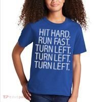 Funny Hit Hard Run Fast Turn Left Baseball Pitcher Gift Kids T-Shirt thumb 2