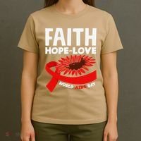 Faith Hopelove Hiv Aids Awareness World Aids Day T-Shirt thumb 4