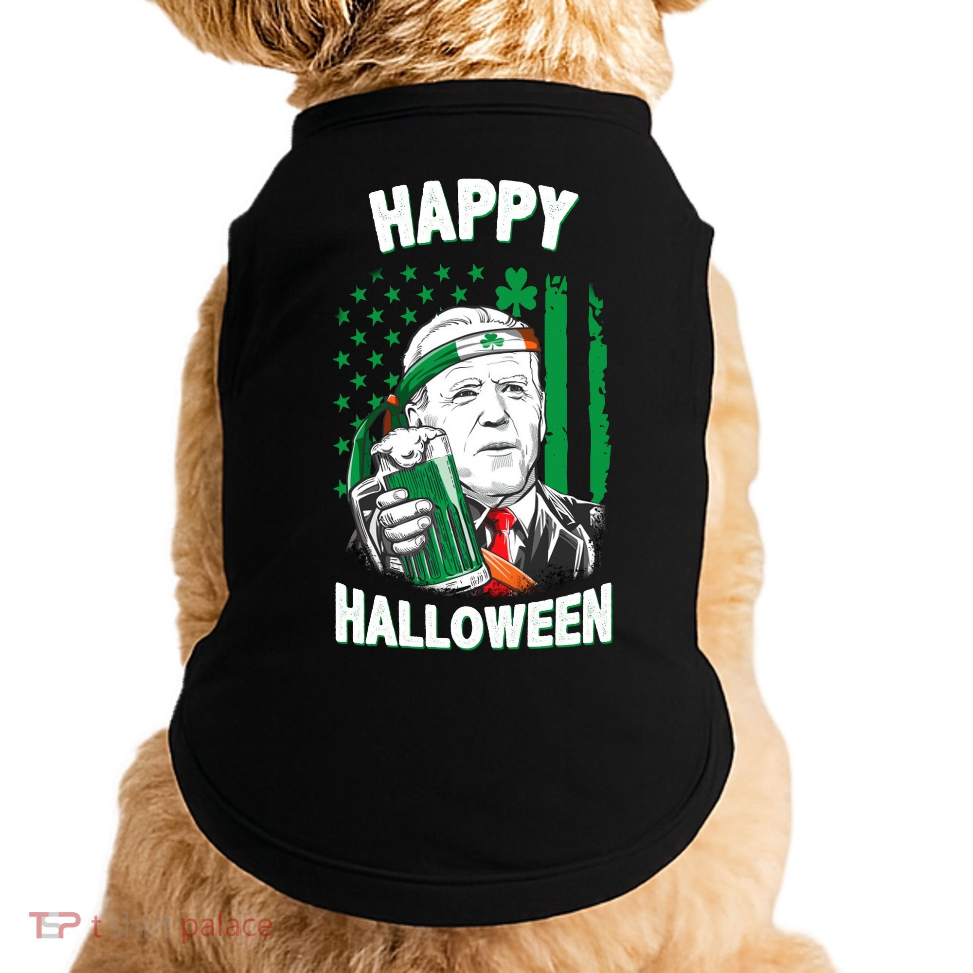 Funny Happy Halloween Joe Biden St Patrick's Day Doggie Tank