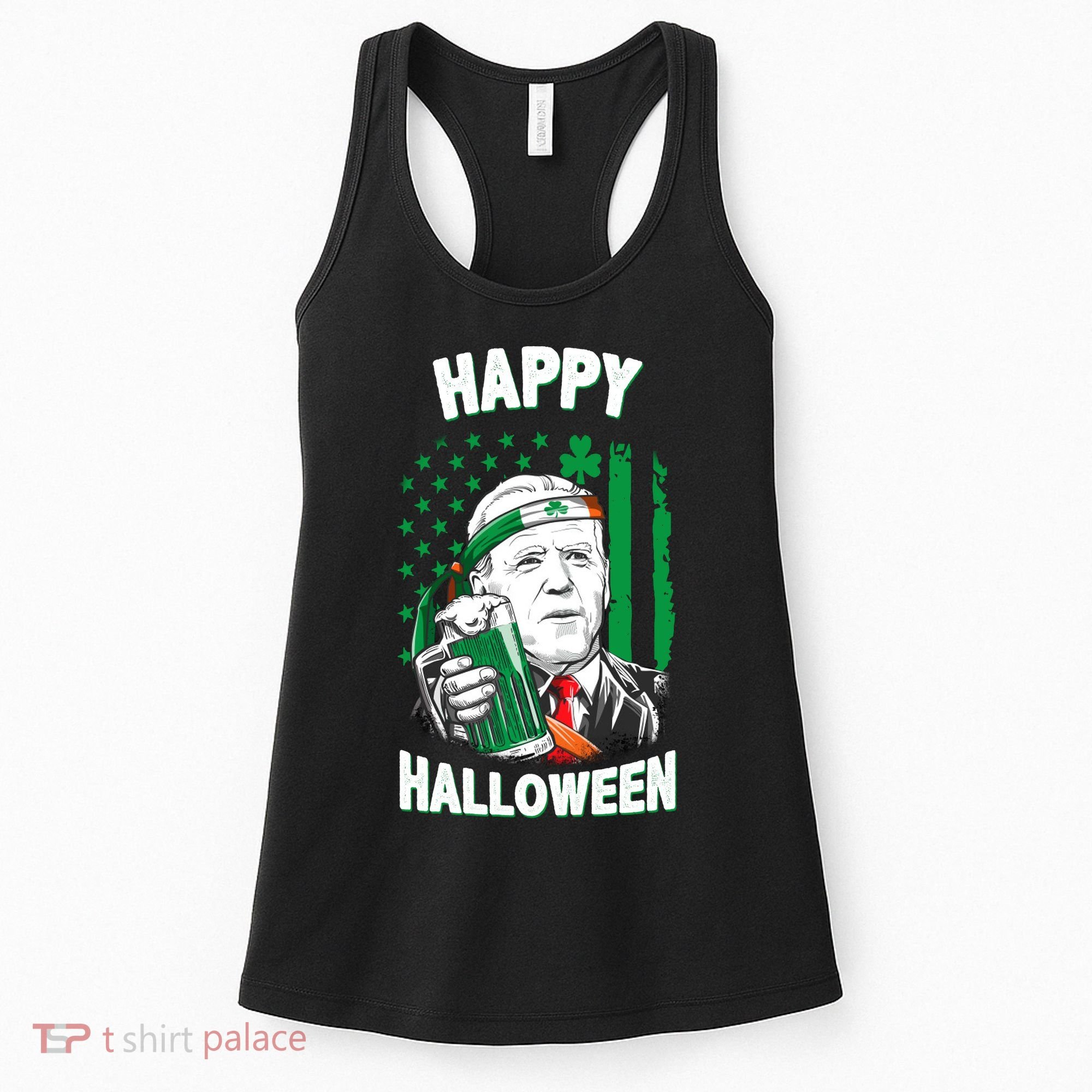 Funny Happy Halloween Joe Biden St Patrick's Day Women's Tank Top