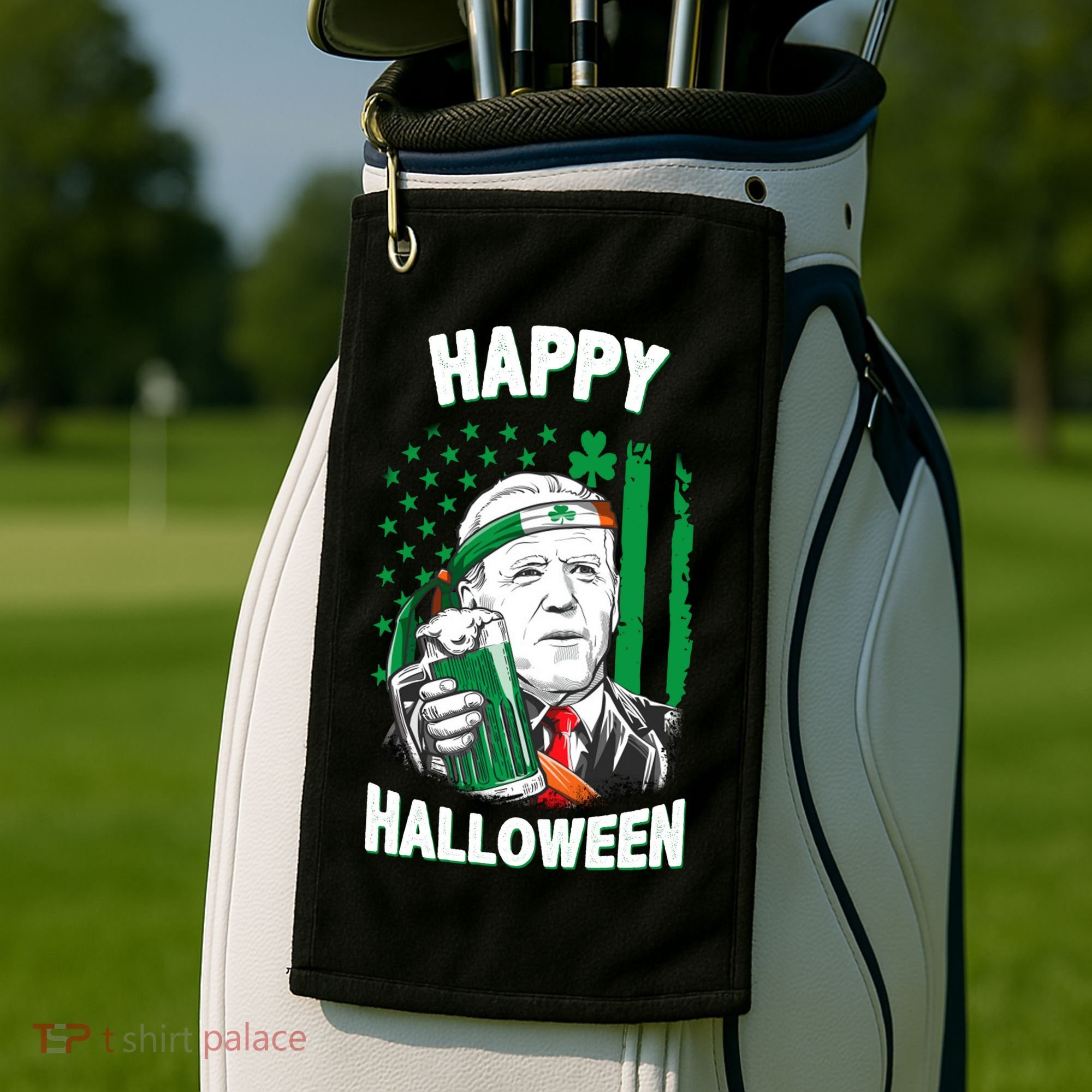 Funny Happy Halloween Joe Biden St Patrick's Day Golf Towel