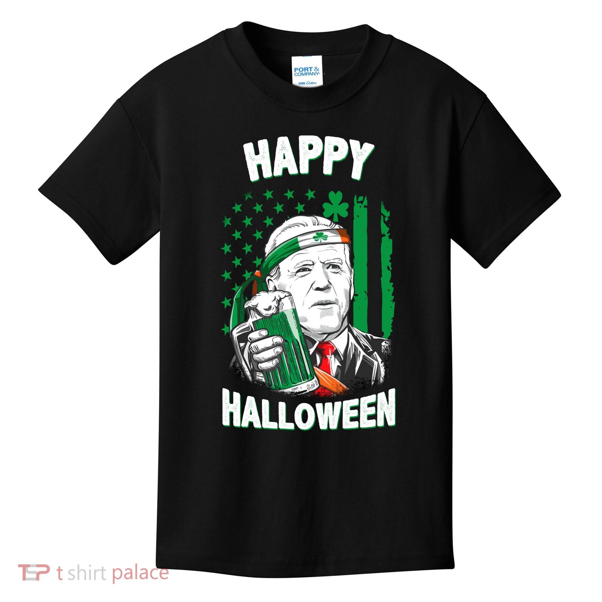 Funny Happy Halloween Joe Biden St Patrick's Day Kids T-Shirt