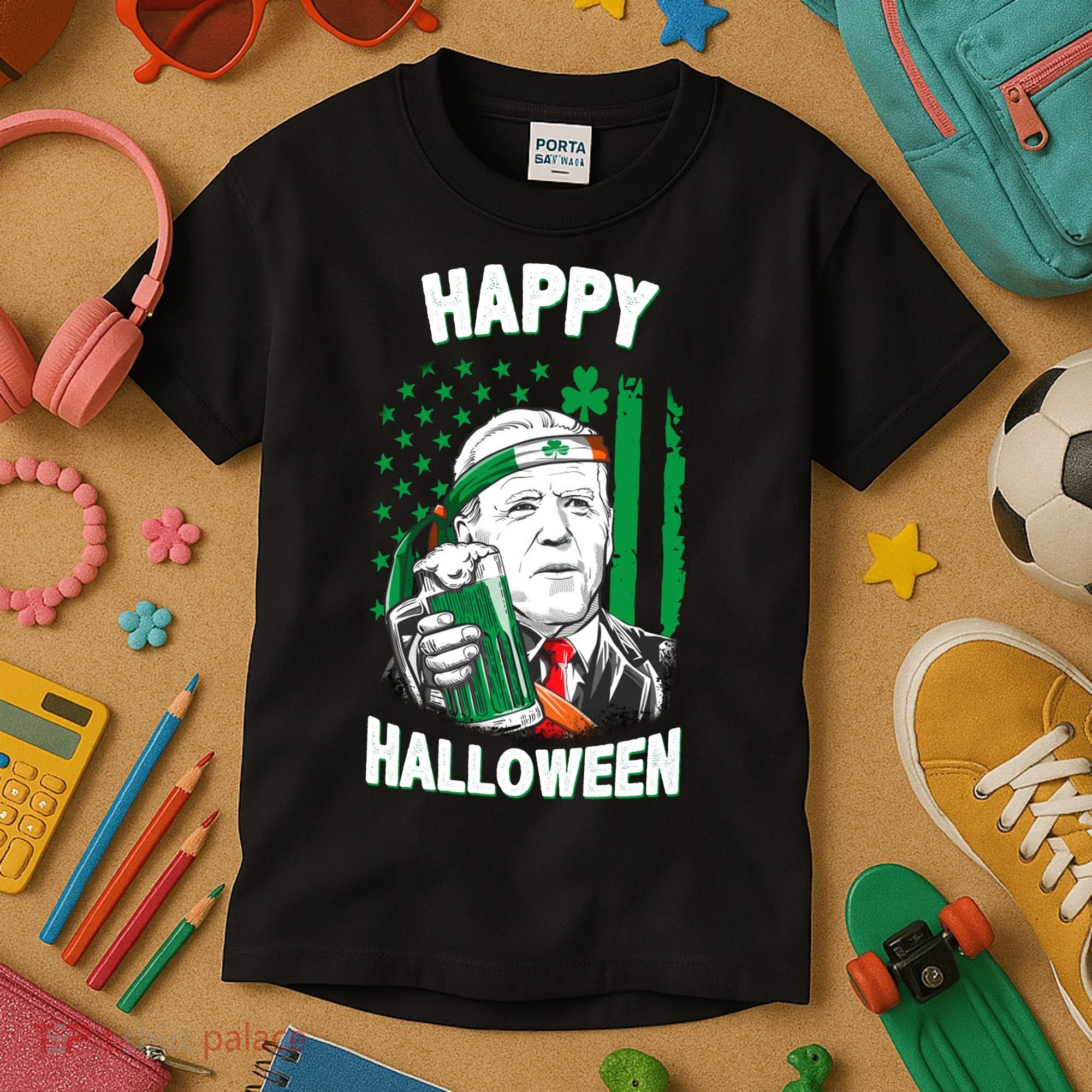 Funny Happy Halloween Joe Biden St Patrick's Day Kids T-Shirt