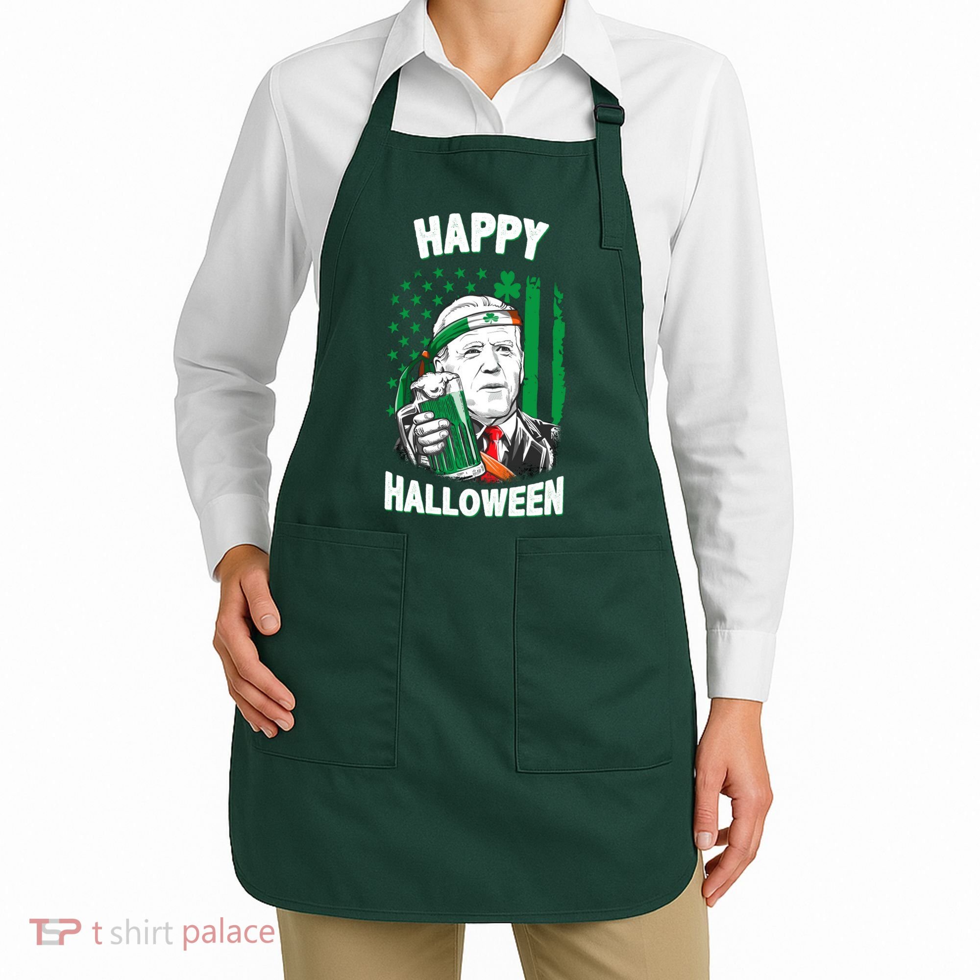 Funny Happy Halloween Joe Biden St Patrick's Day Apron