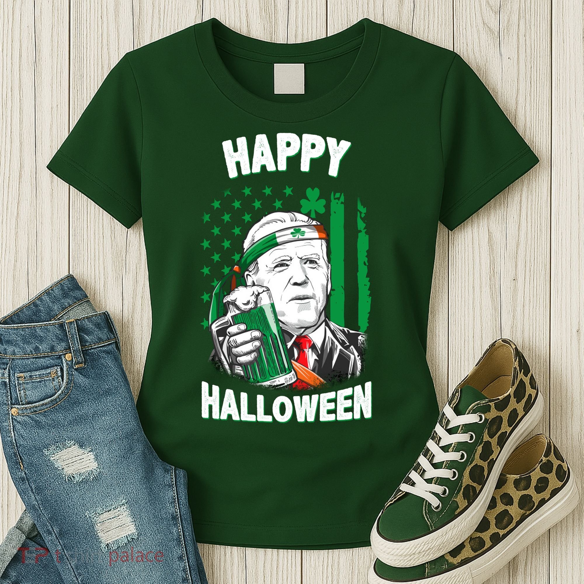 Funny Happy Halloween Joe Biden St Patrick's Day Women's T-Shirt