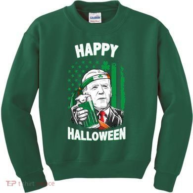Funny Happy Halloween Joe Biden St Patrick's Day Kids Sweatshirt