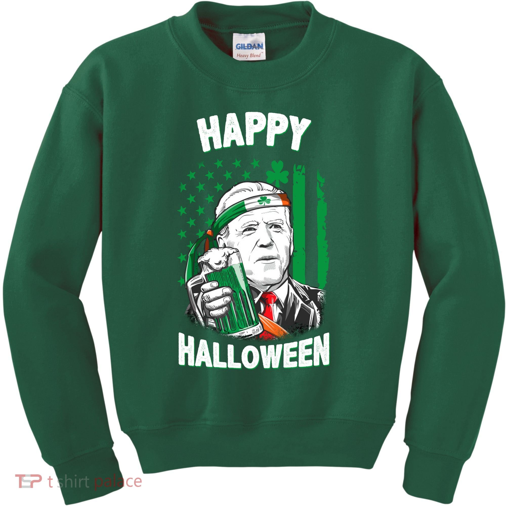 Funny Happy Halloween Joe Biden St Patrick's Day Kids Sweatshirt