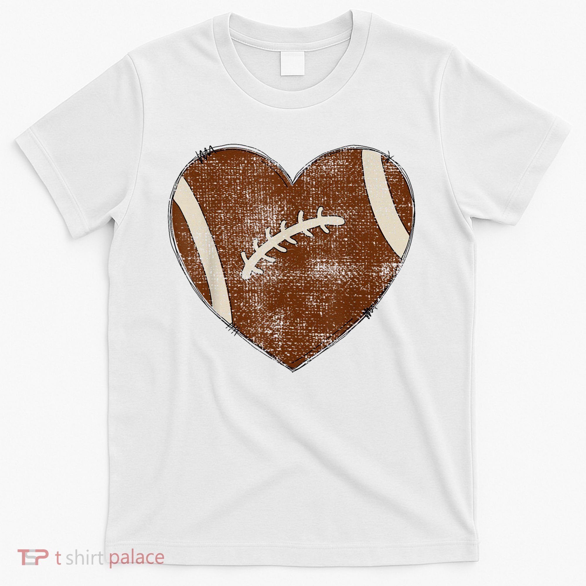 Football Heart I Love Football Red T-Shirt