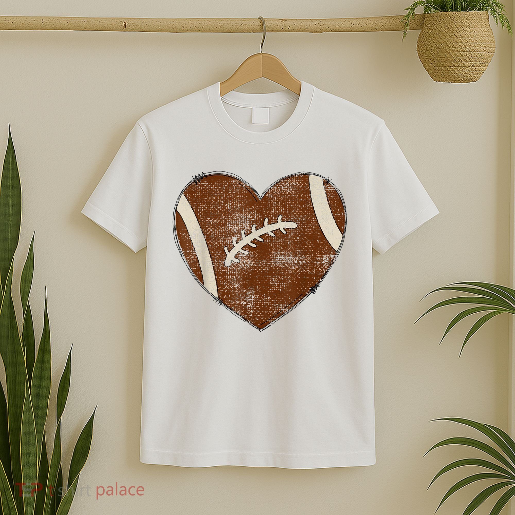 Football Heart I Love Football Red T-Shirt
