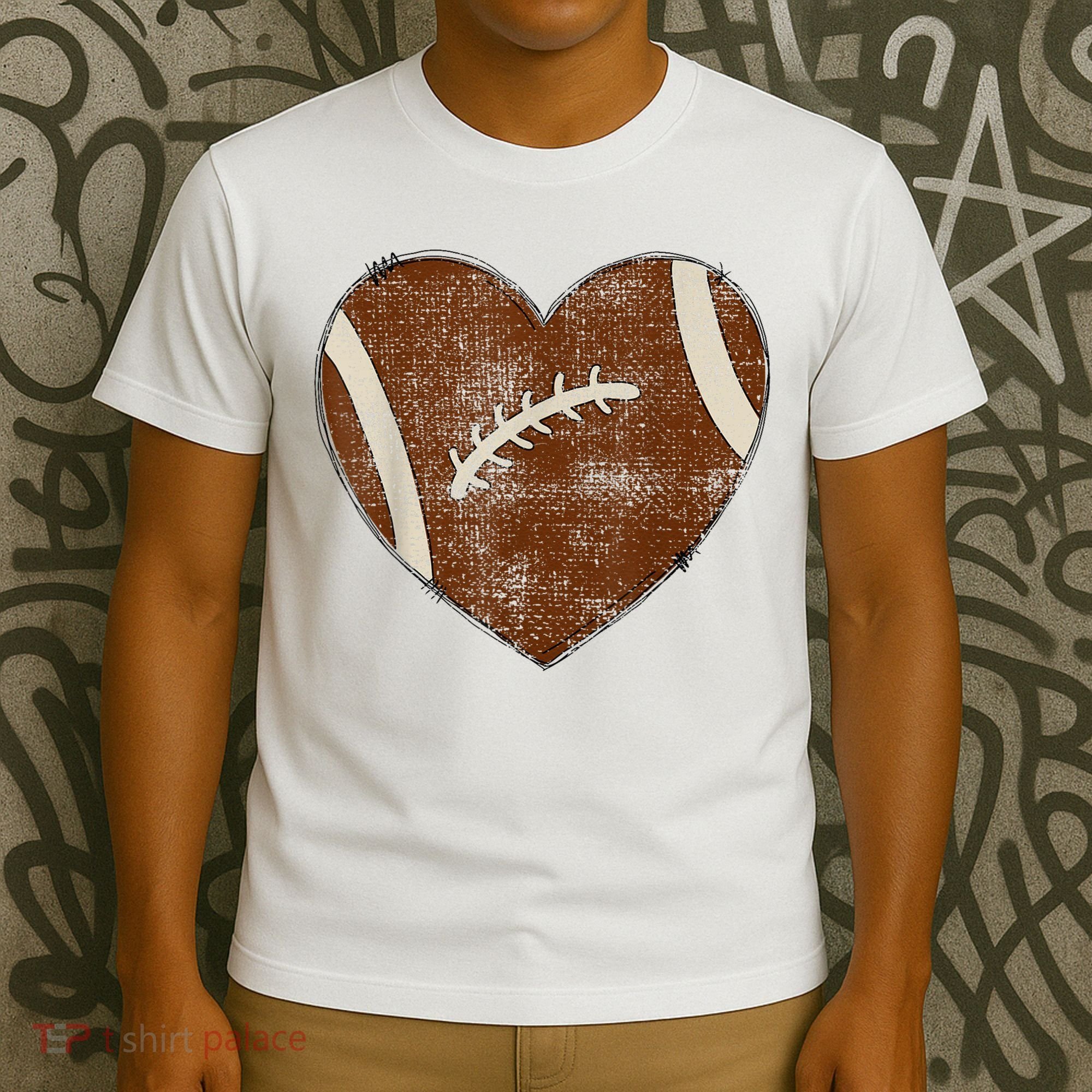 Football Heart I Love Football Red T-Shirt