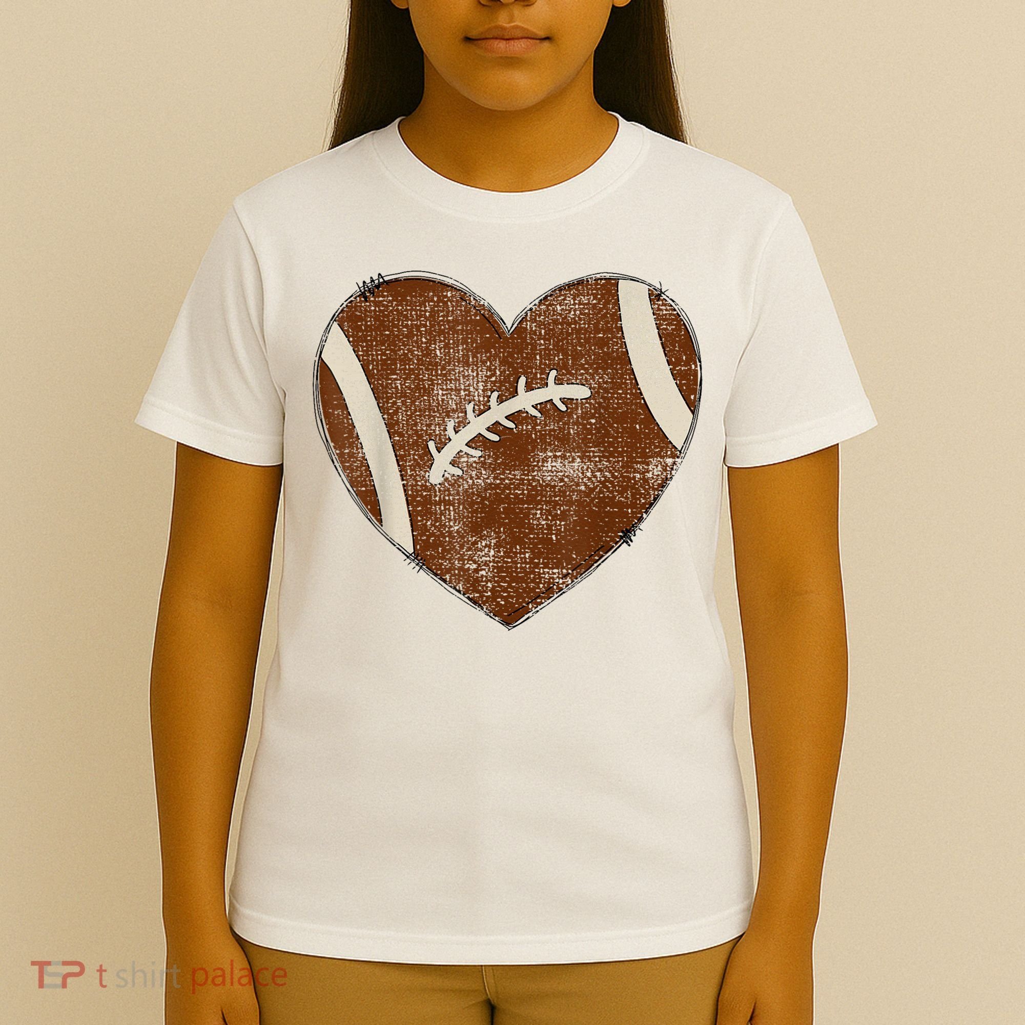 Football Heart I Love Football Red T-Shirt
