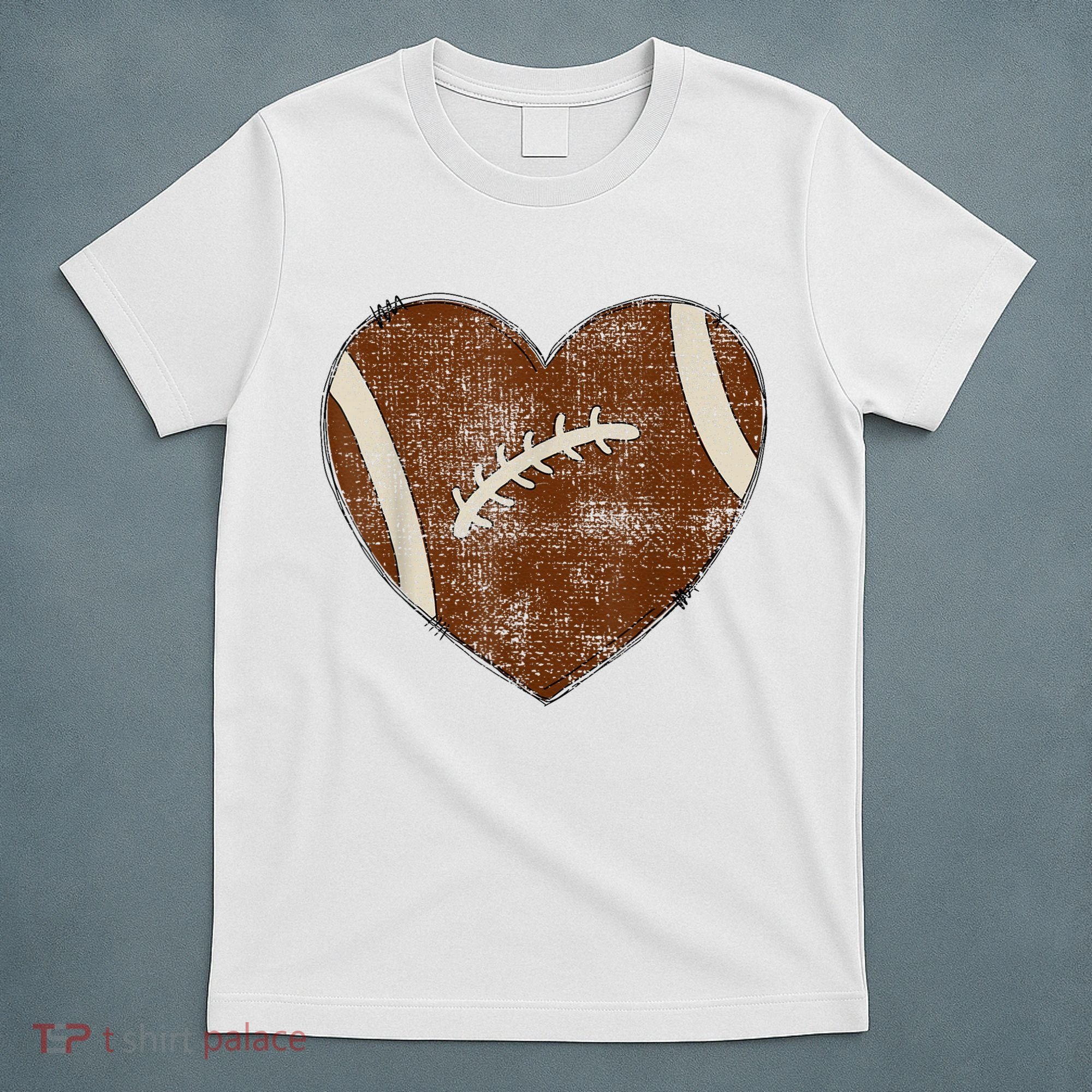 Football Heart I Love Football Red T-Shirt