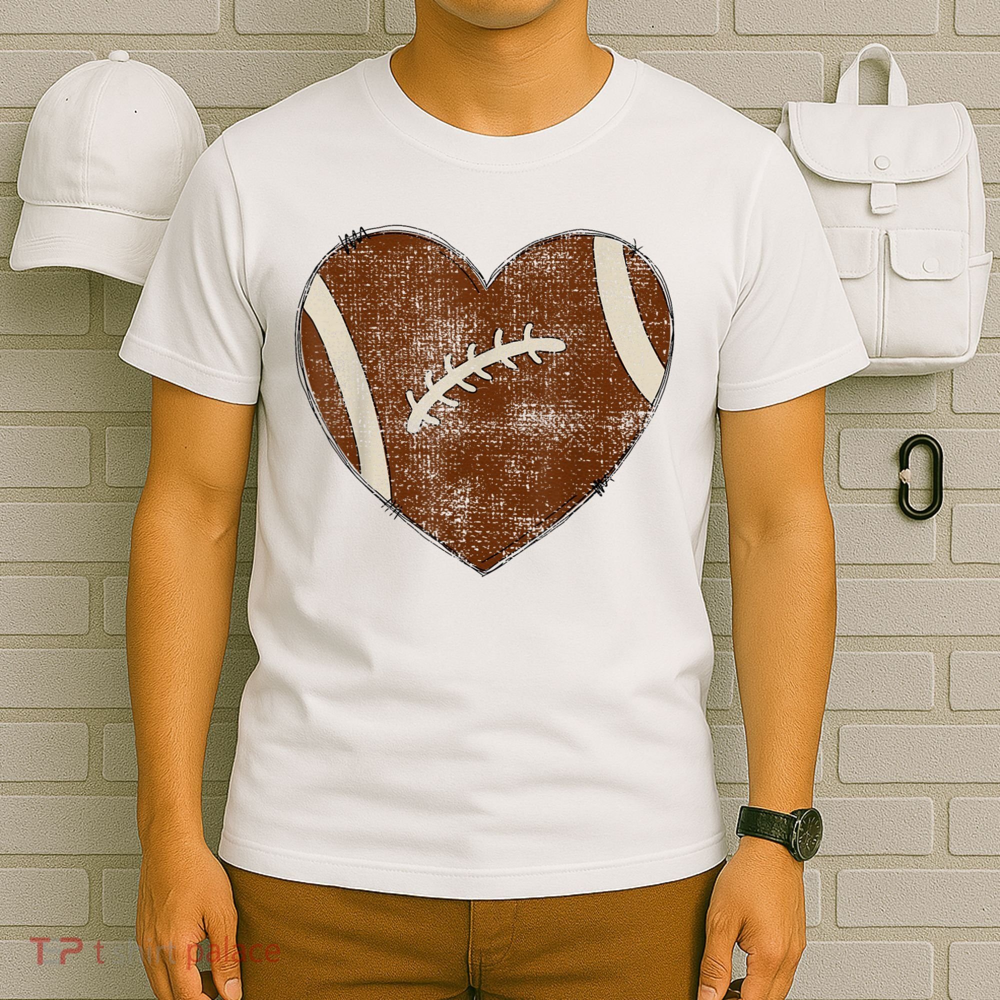 Football Heart I Love Football Red T-Shirt