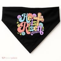 Floral He Is Risen Happy Easter Christian Bible Verse Faith  USA-Made Doggie Bandana thumb 0