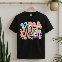 Floral He Is Risen Happy Easter Christian Bible Verse Faith  T-Shirt thumb 2