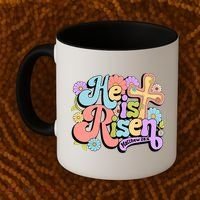 Floral He Is Risen Happy Easter Christian Bible Verse Faith  Coffee Mug thumb 2