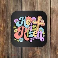 Floral He Is Risen Happy Easter Christian Bible Verse Faith  Coaster thumb 0