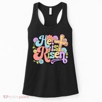 Floral He Is Risen Happy Easter Christian Bible Verse Faith  Women's Tank Top thumb 0