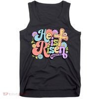 Floral He Is Risen Happy Easter Christian Bible Verse Faith  Tank Top thumb 0