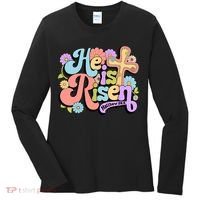 Floral He Is Risen Happy Easter Christian Bible Verse Faith  Women's Long Sleeve Shirt thumb 0