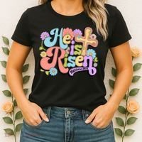 Floral He Is Risen Happy Easter Christian Bible Verse Faith  Women's T-Shirt thumb 2