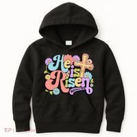 Floral He Is Risen Happy Easter Christian Bible Verse Faith  Kids Hoodie thumb 0