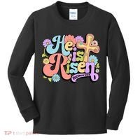 Floral He Is Risen Happy Easter Christian Bible Verse Faith  Kids Long Sleeve Shirt thumb 0
