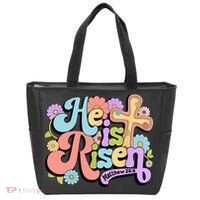 Floral He Is Risen Happy Easter Christian Bible Verse Faith  Tote Bag thumb 0