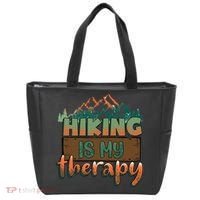 Funny Hiking Is My Therapy Camping Mountain Love Gift Tote Bag thumb 0