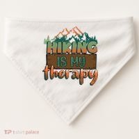 Funny Hiking Is My Therapy Camping Mountain Love Gift USA-Made Doggie Bandana thumb 0