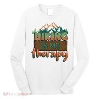 Funny Hiking Is My Therapy Camping Mountain Love Gift Long Sleeve Shirt thumb 0