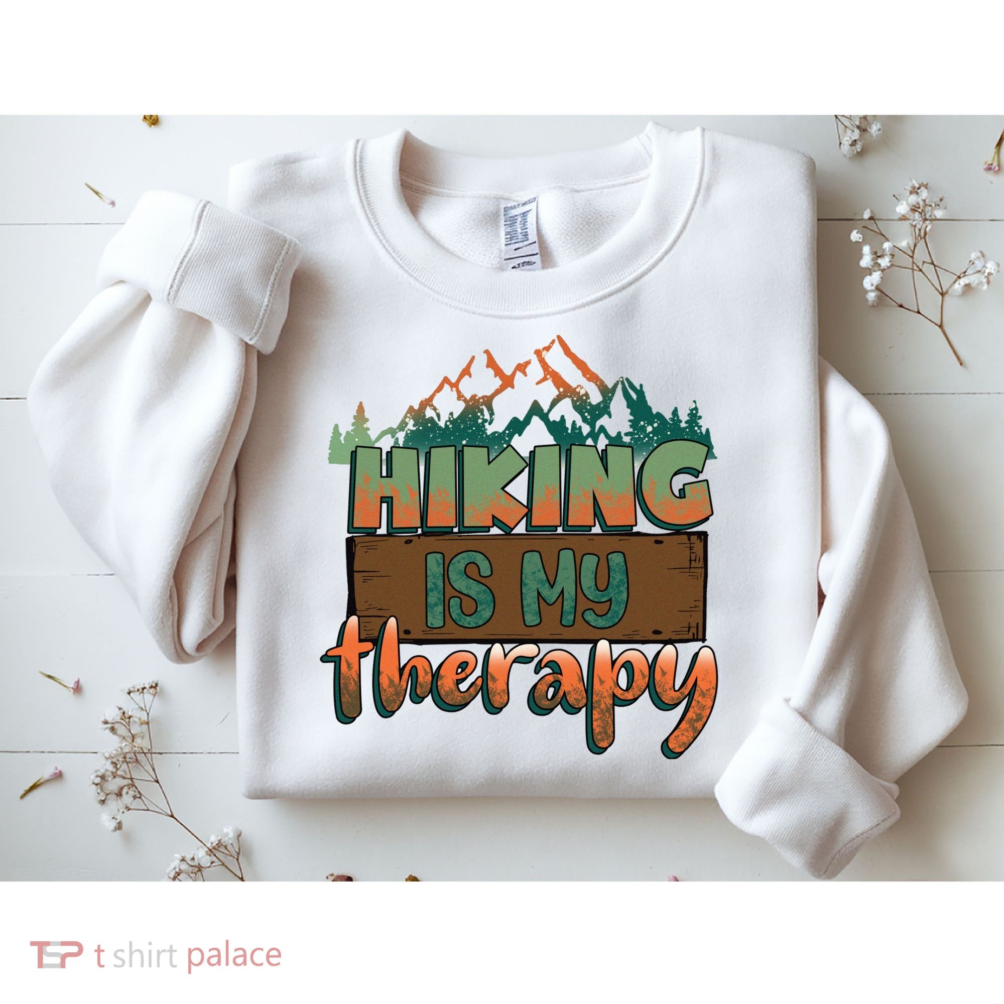 Funny Hiking Is My Therapy Camping Mountain Love Gift Sweatshirt
