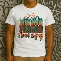 Funny Hiking Is My Therapy Camping Mountain Love Gift T-Shirt thumb 3