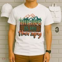 Funny Hiking Is My Therapy Camping Mountain Love Gift T-Shirt thumb 6