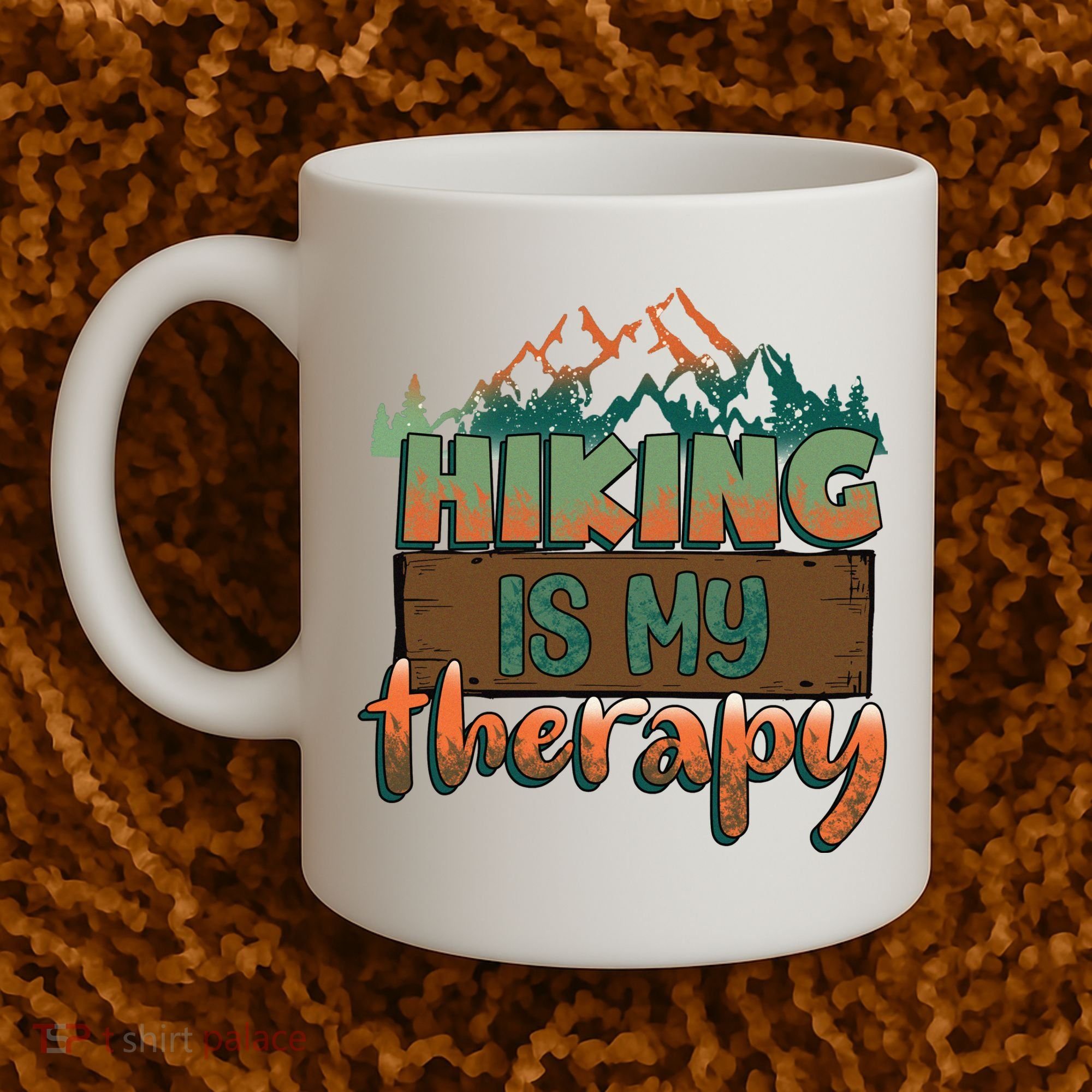 Funny Hiking Is My Therapy Camping Mountain Love Gift Coffee Mug