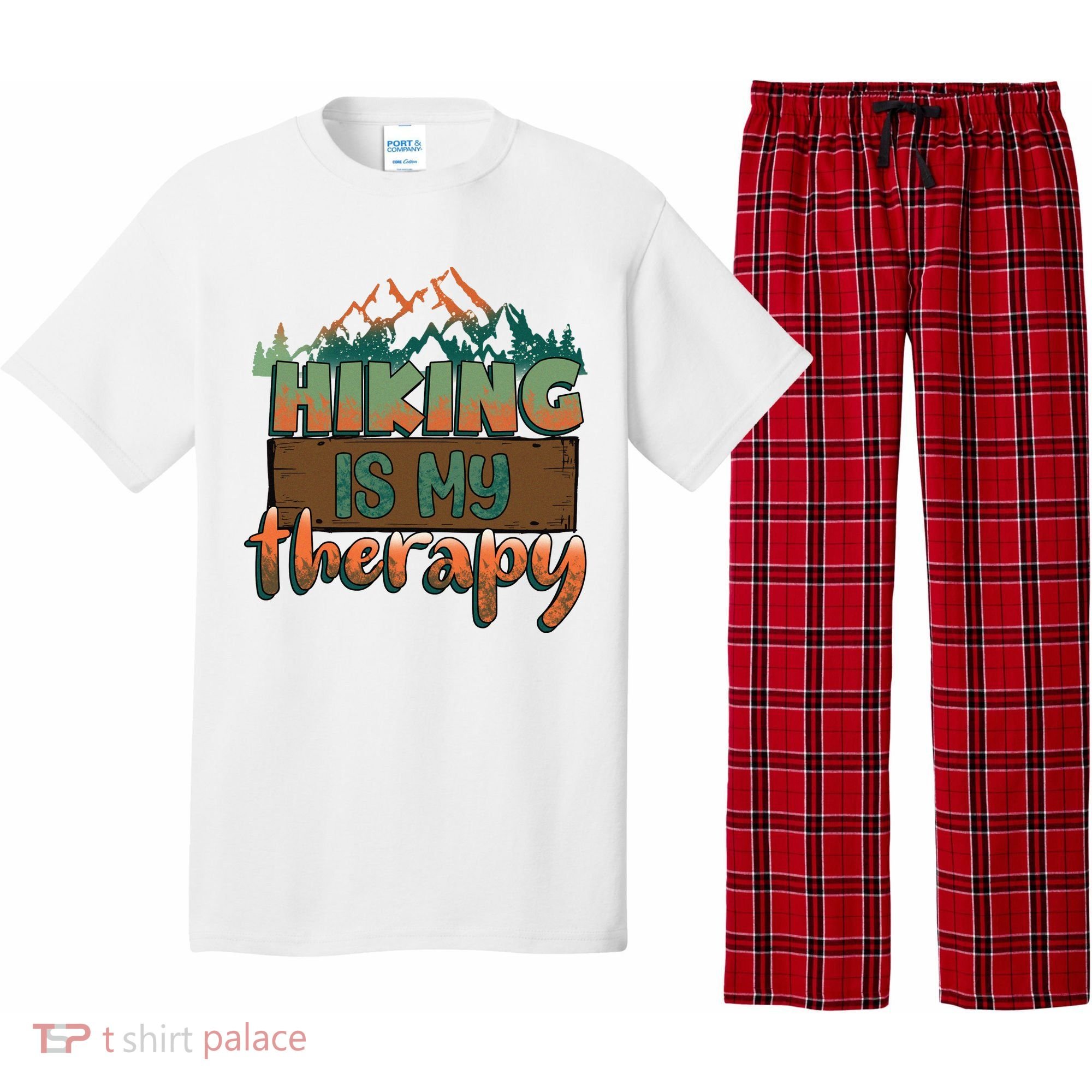 Funny Hiking Is My Therapy Camping Mountain Love Gift Pajama Set