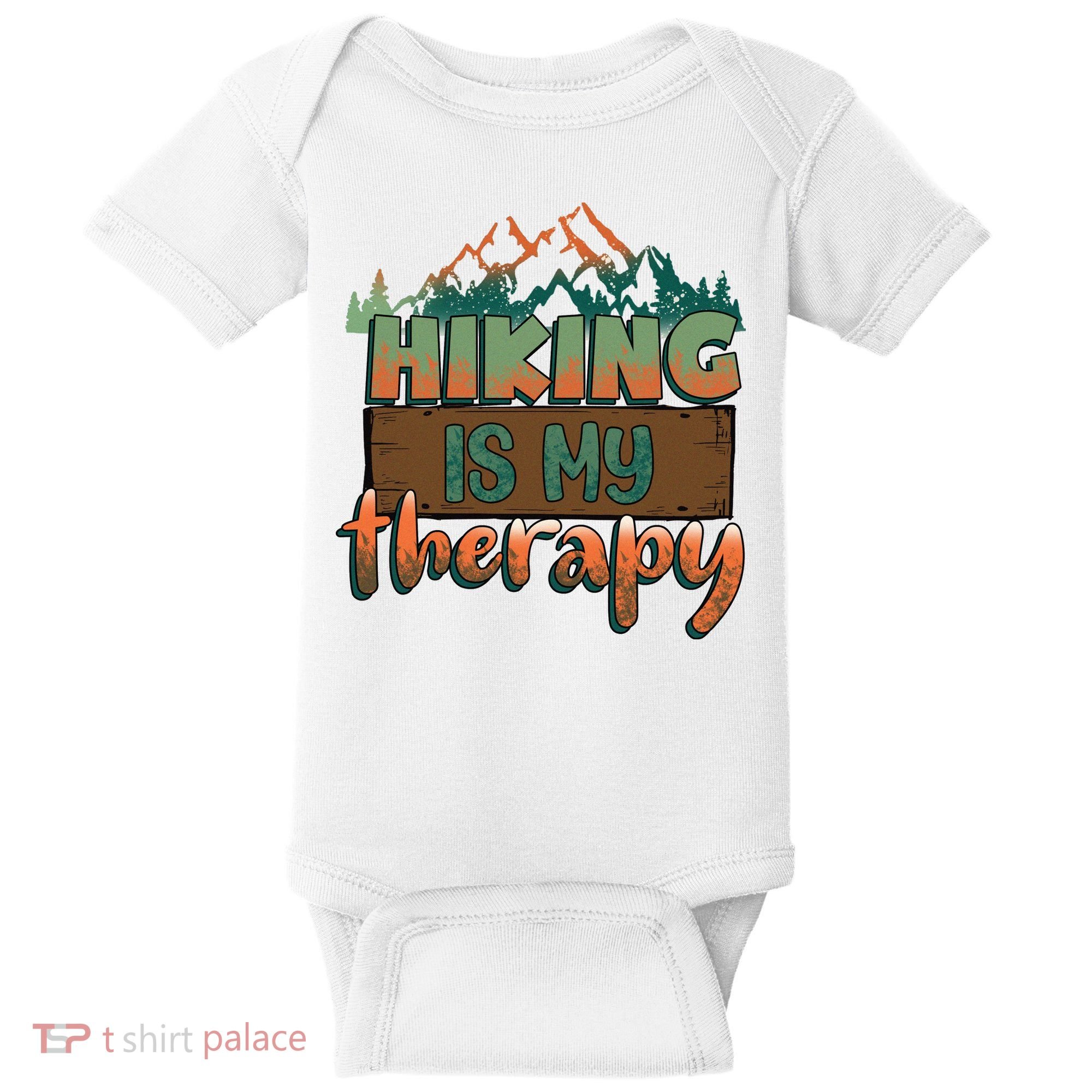 Funny Hiking Is My Therapy Camping Mountain Love Gift Baby Bodysuit