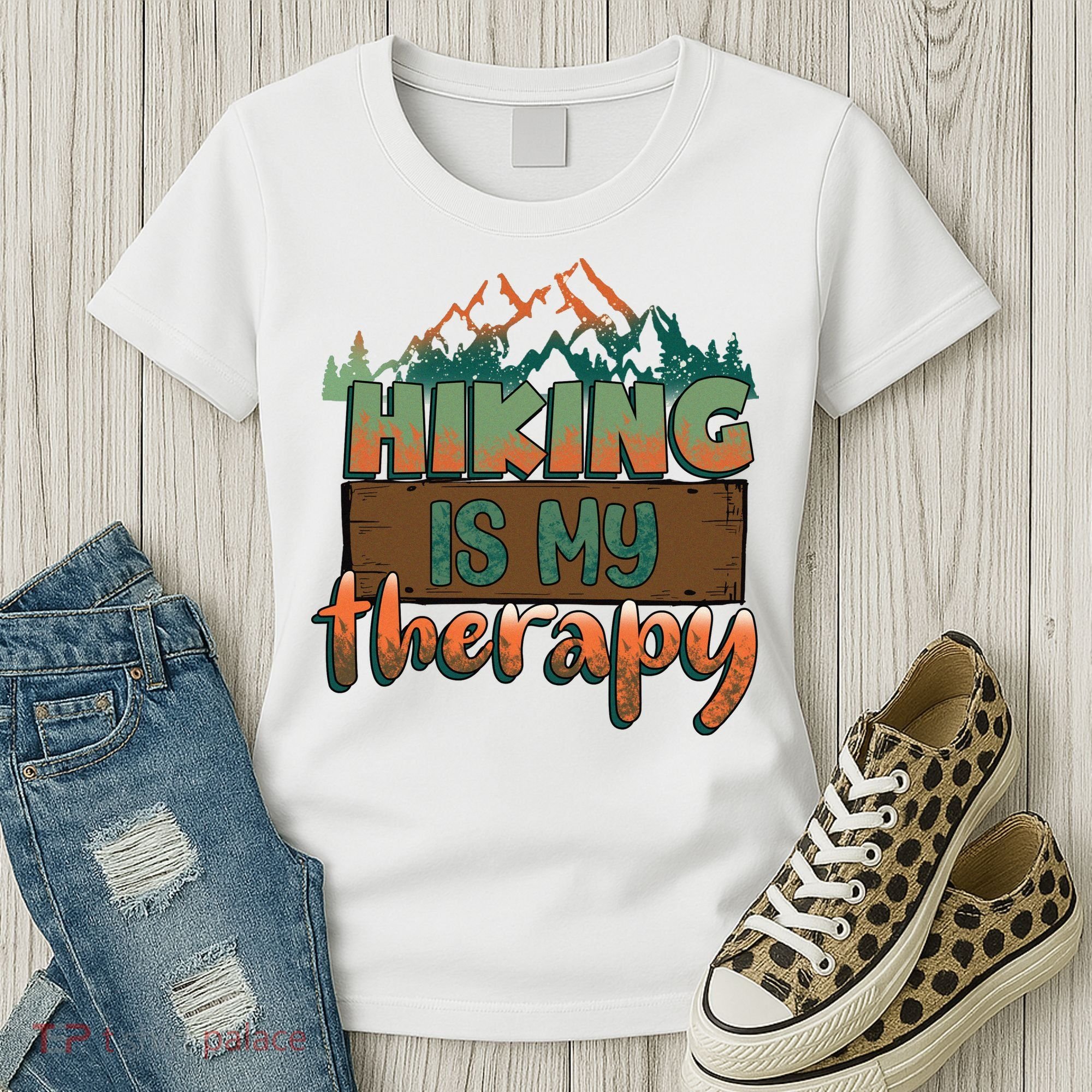Funny Hiking Is My Therapy Camping Mountain Love Gift Women's T-Shirt