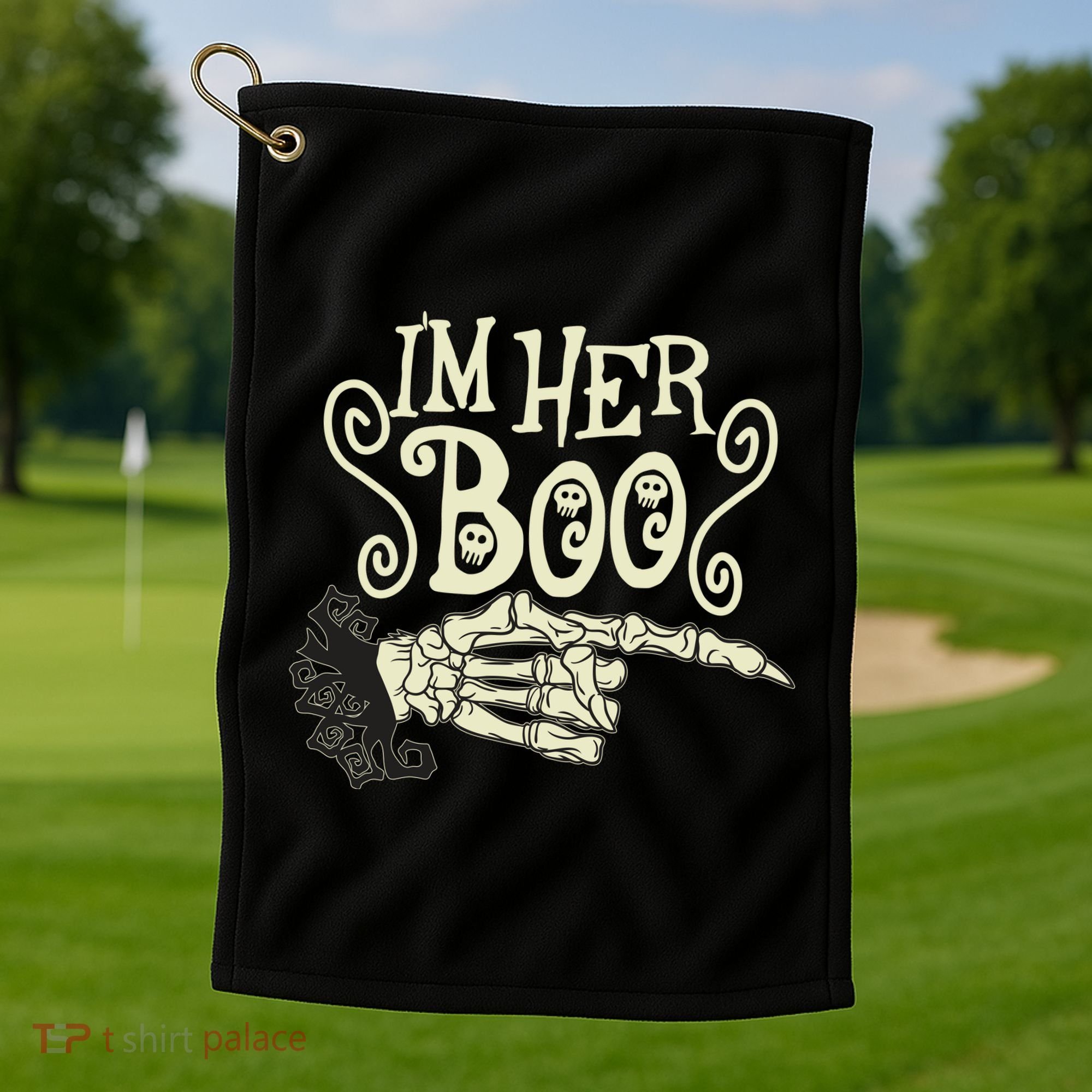 Funny Halloween I'm Her Boo Matching Couple Shirts Golf Towel