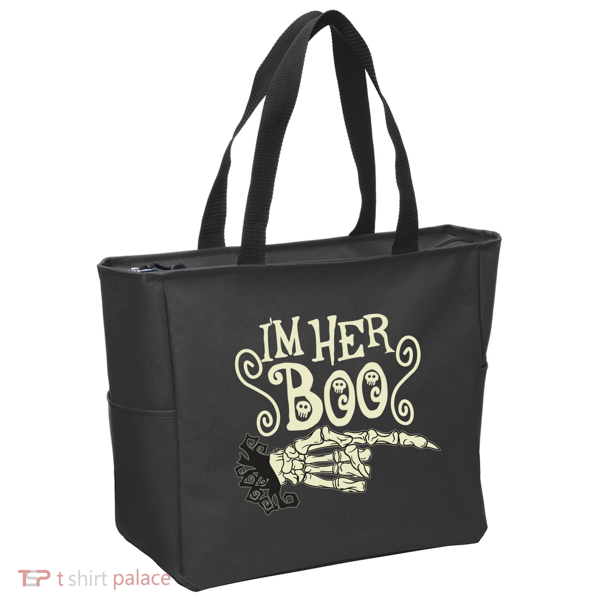 Funny Halloween I'm Her Boo Matching Couple Shirts Tote Bag