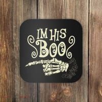 Funny Halloween I'm His Boo Matching Couple Shirts Coaster thumb 0