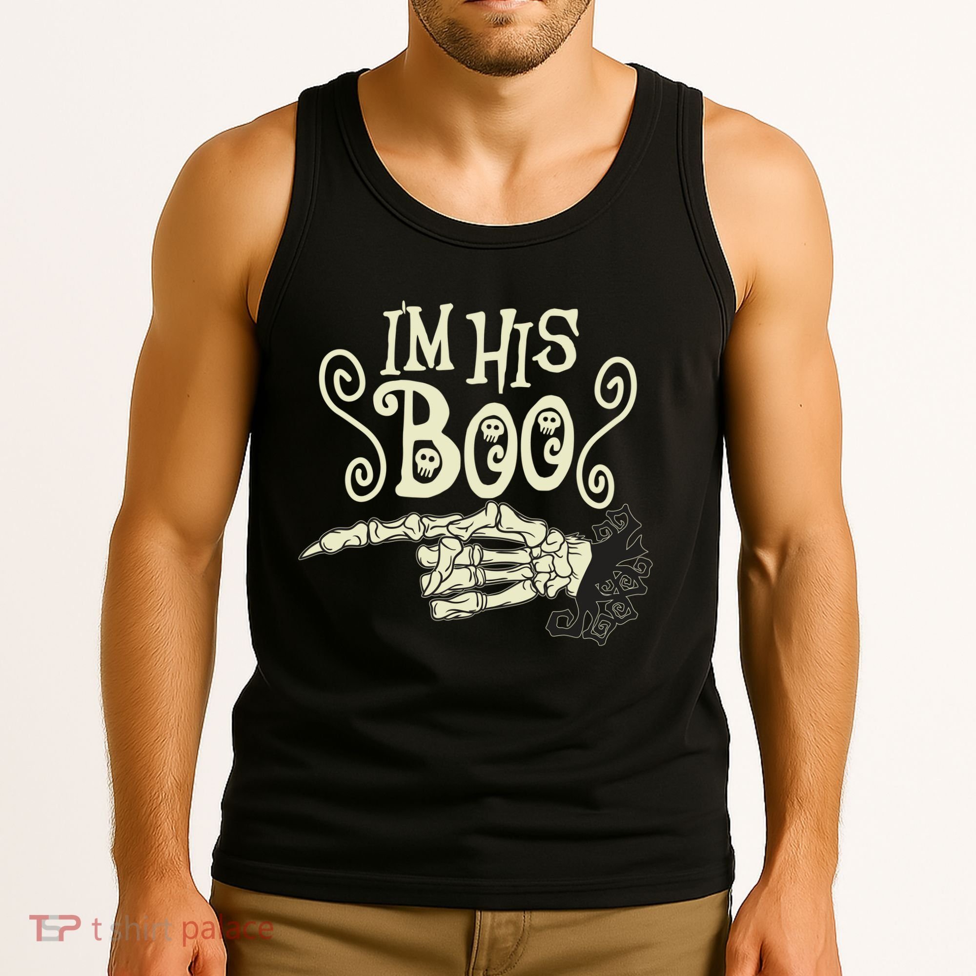Funny Halloween I'm His Boo Matching Couple Shirts Tank Top